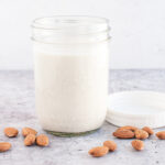 Homemade Unsweetened Almond Milk in a jar
