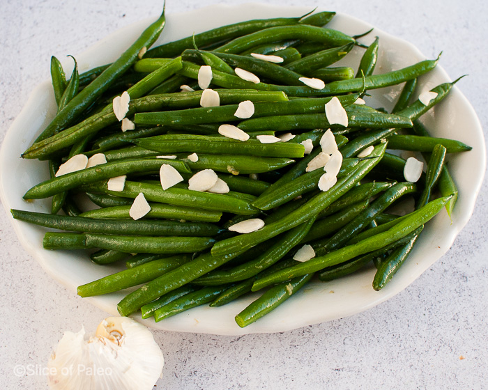 Garlic Green Beans Served On A Plate
