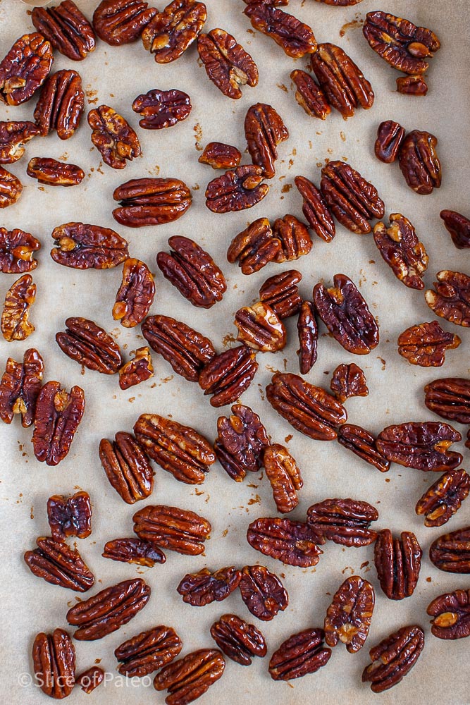 Honey Candied Pecans On A Pan