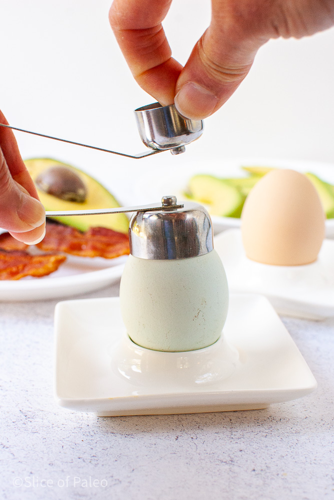 French Oeufs à la Coque Paleo Style Cutting Top with Eggshell Cutter