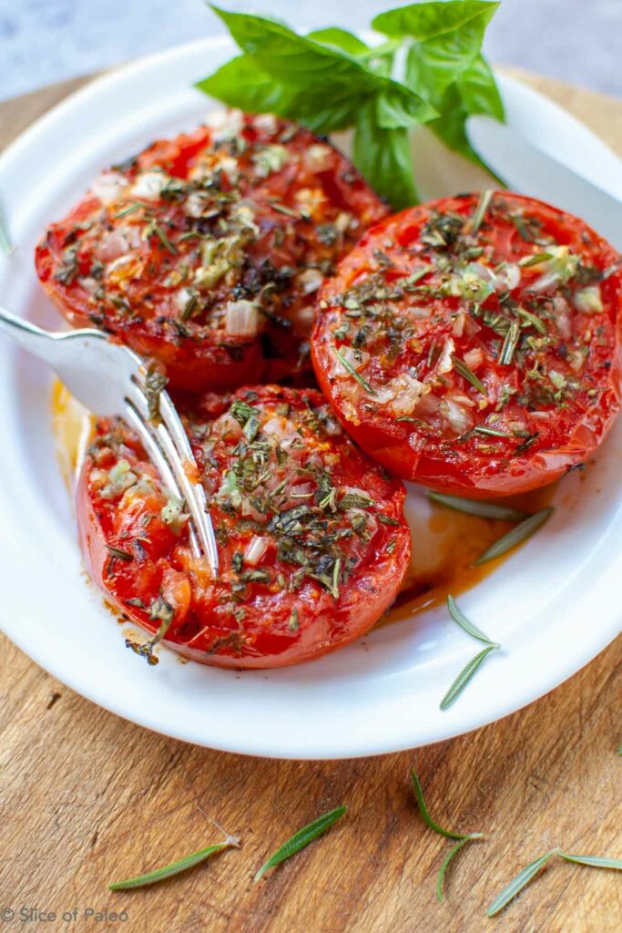 Provencal Tomatoes served on a plate