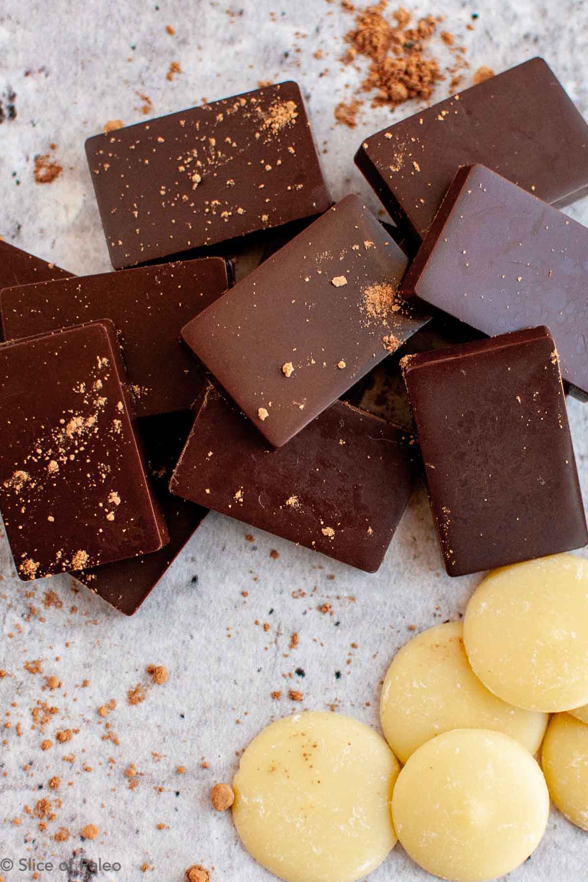 Homemade paleo chocolate pieces