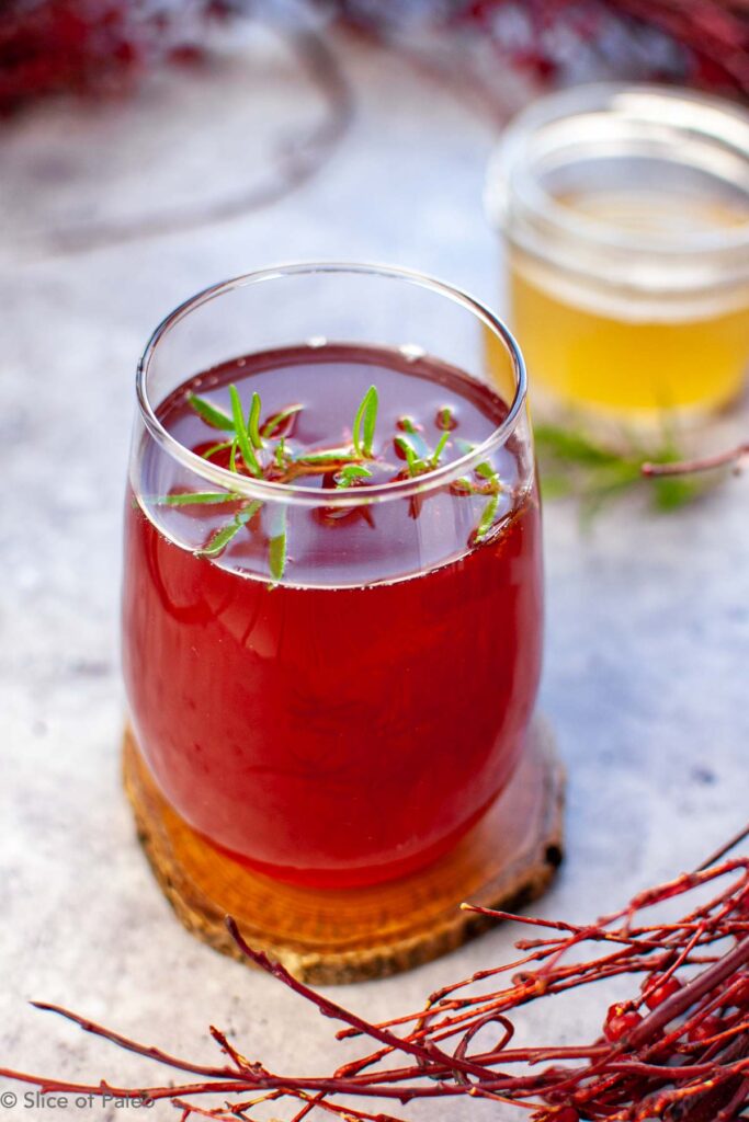 Paleo mocktail served in a clear glass