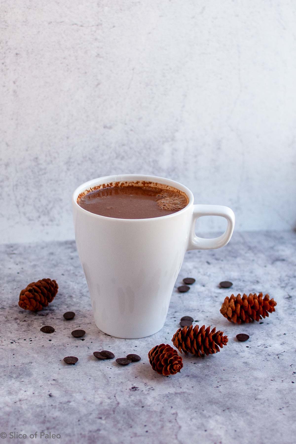 Paleo orange cardamom hot chocolate served in a mug