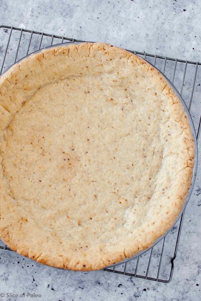 Paleo Almond Flour Pie Crust baked and cooling