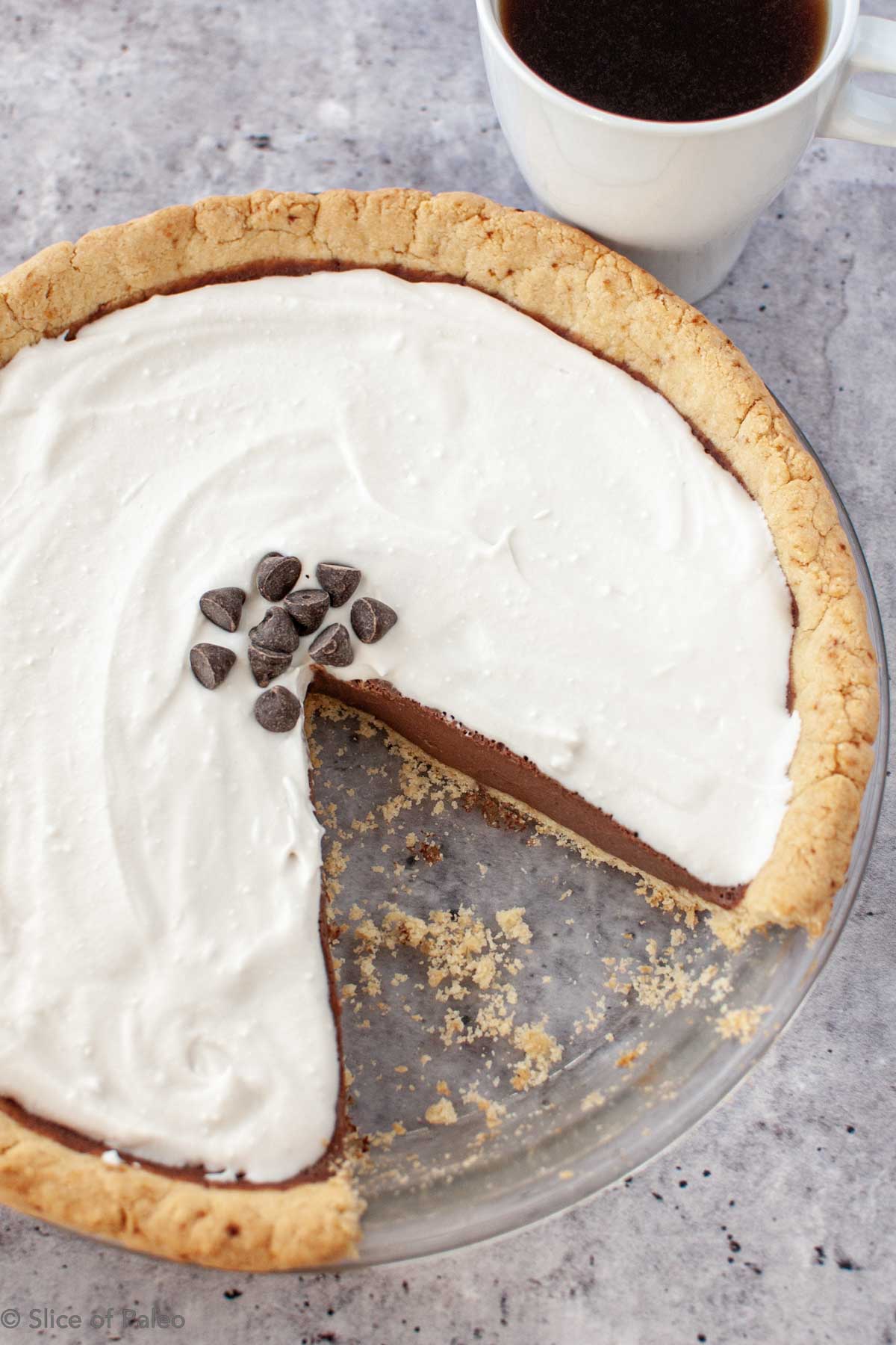 Paleo Chocolate Cream Pie with whipped cream on top