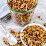 Pumpkin Granola with Maple Syrup in glass containers