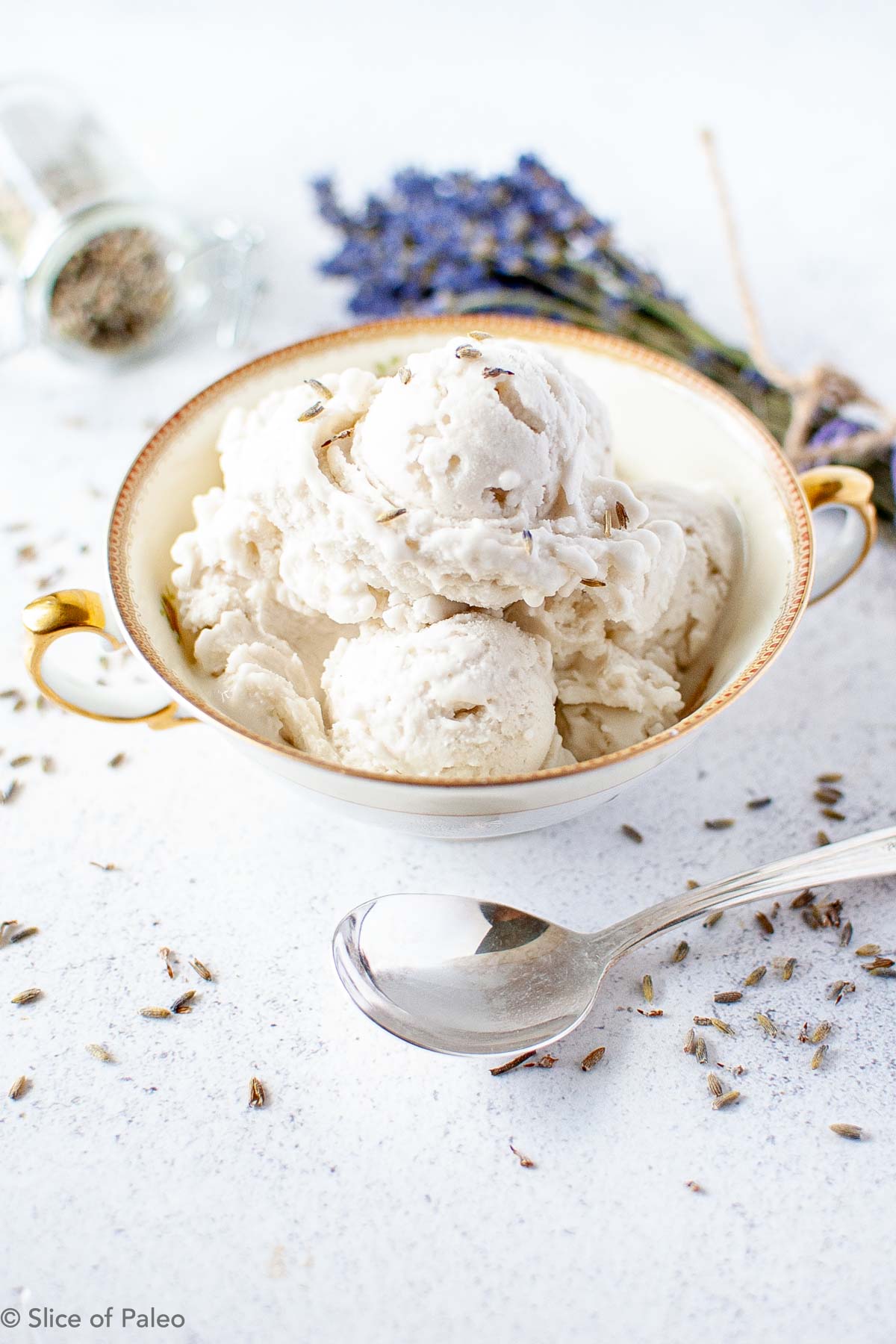 Paleo Lavender Honey Ice Cream ready to eat